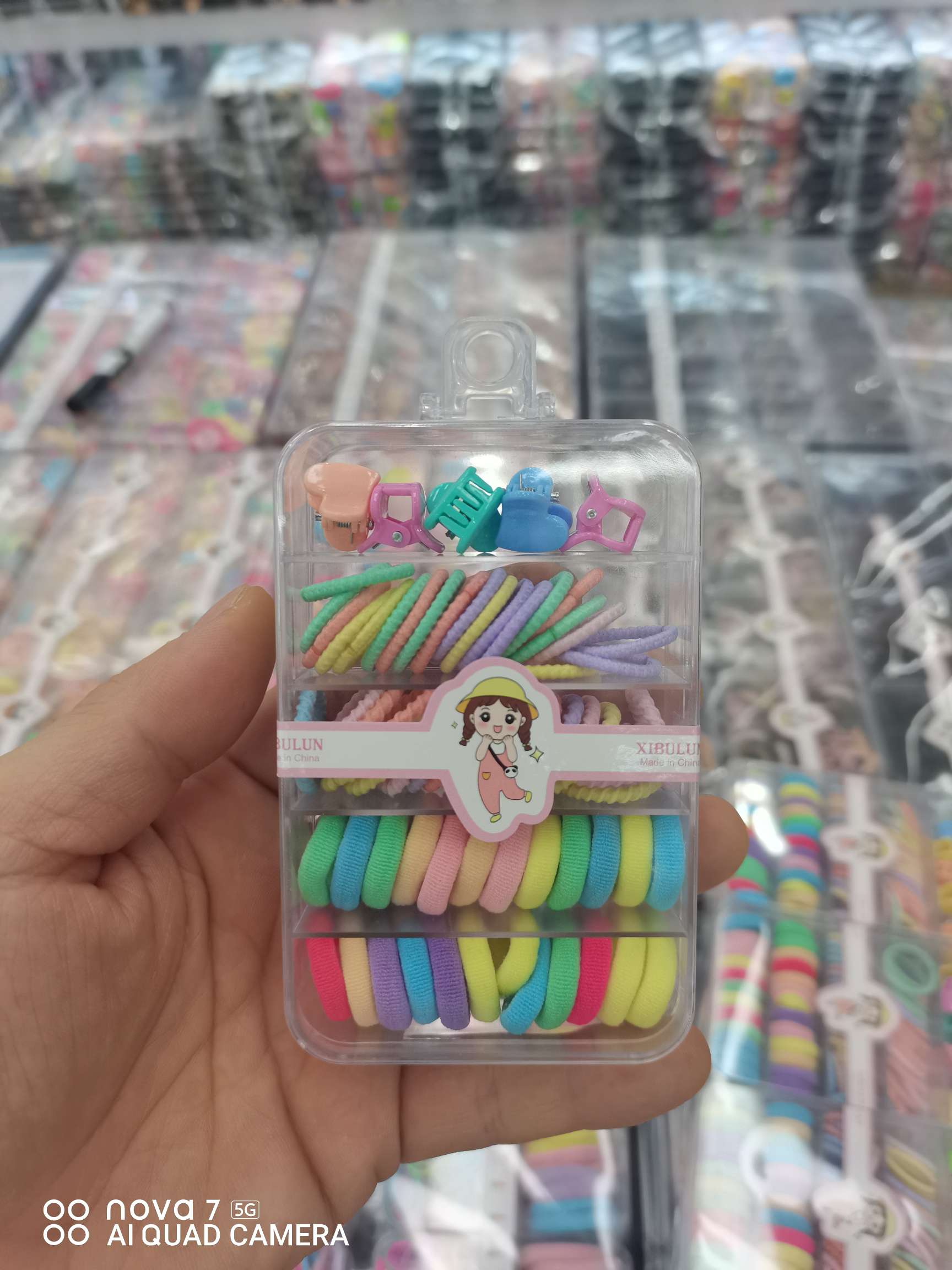 时尚饰品发饰 头饰发圈 独特设计发圈 头绳皮筋  适合各种场合的发饰 儿童五格装套盒