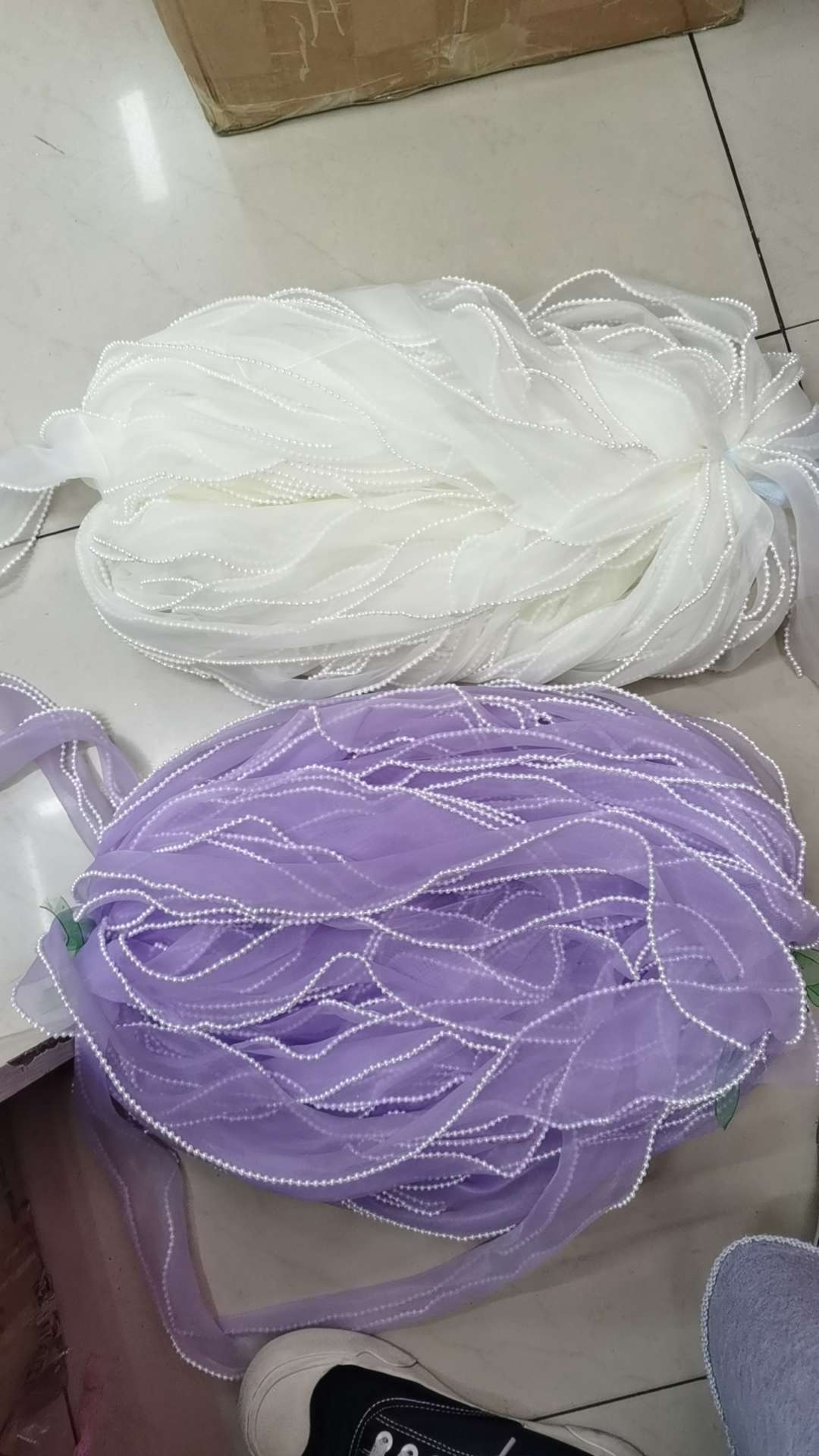 拷珠网纱带珍珠纱花边饰品配件多色可选DIY配件玩具头饰服饰。辅料织带花边领子花边