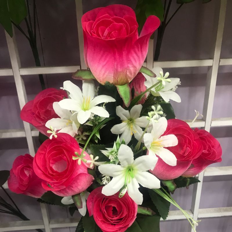 特大五角仿真树叶仿真植物红色玫瑰花