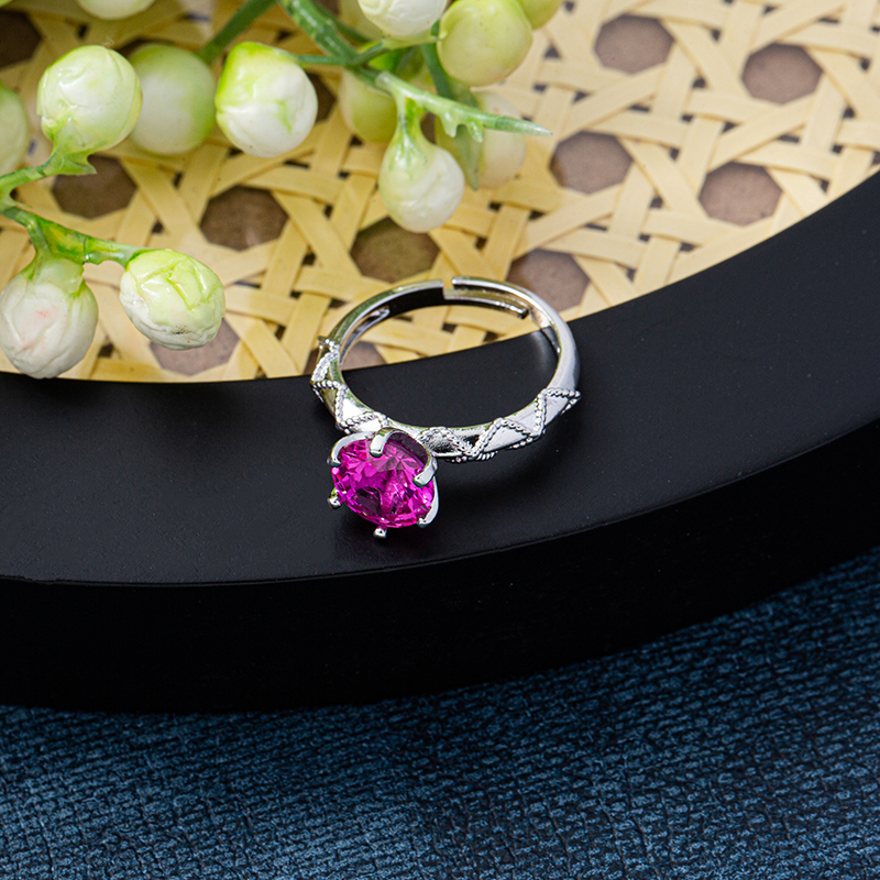 2024 New style Red corundum No. 3, plum red, 5A zircon, white gold, noble ring, silver ring, women's personality Item Picture