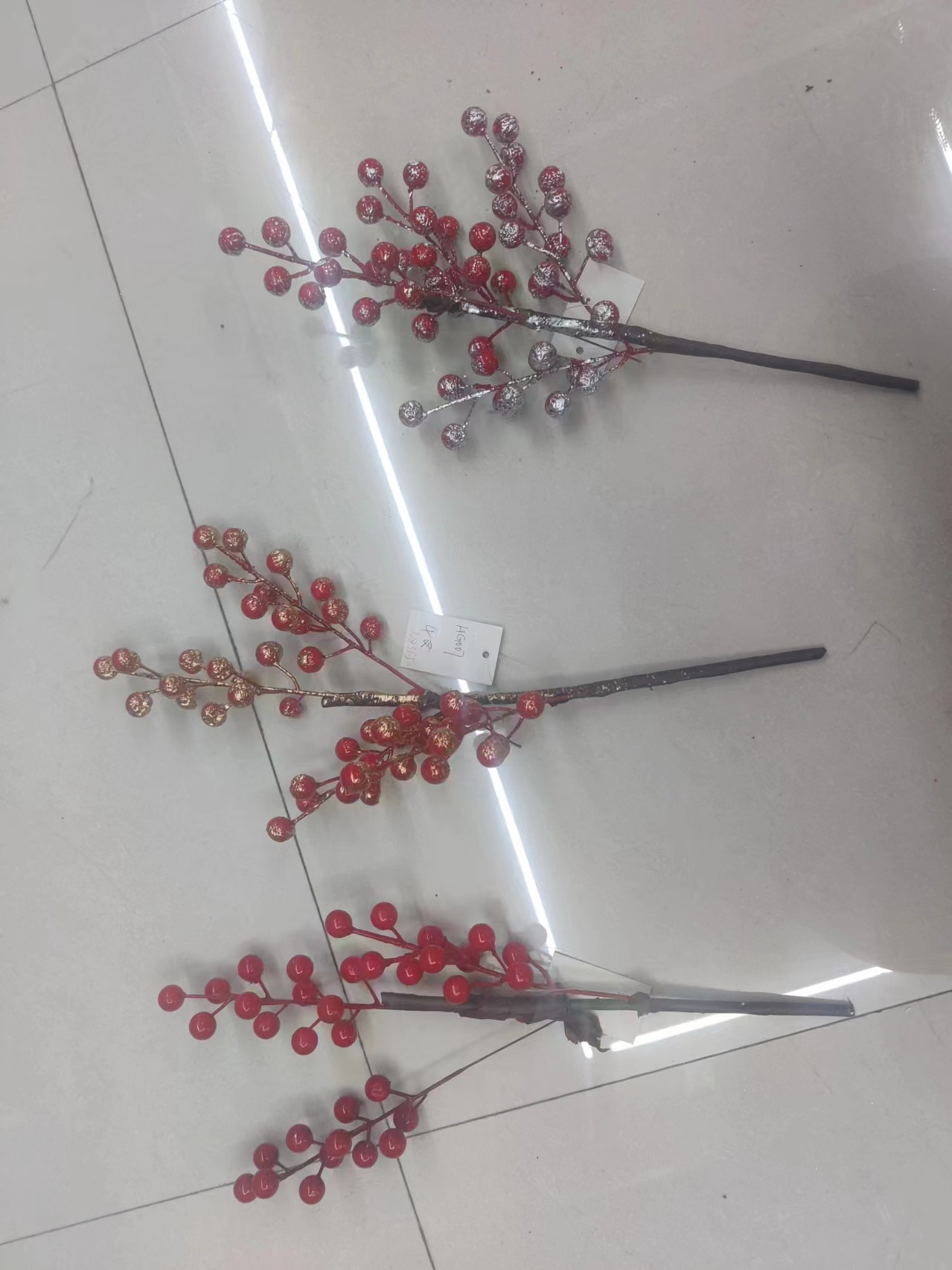 2024 Simulation Flower Decorative Red Fruit Figurine, Celebration and Joy Figurine, Red Fruit Holly, Prosperity Figurine, 4 heads, 6 heads, 12 pic 2