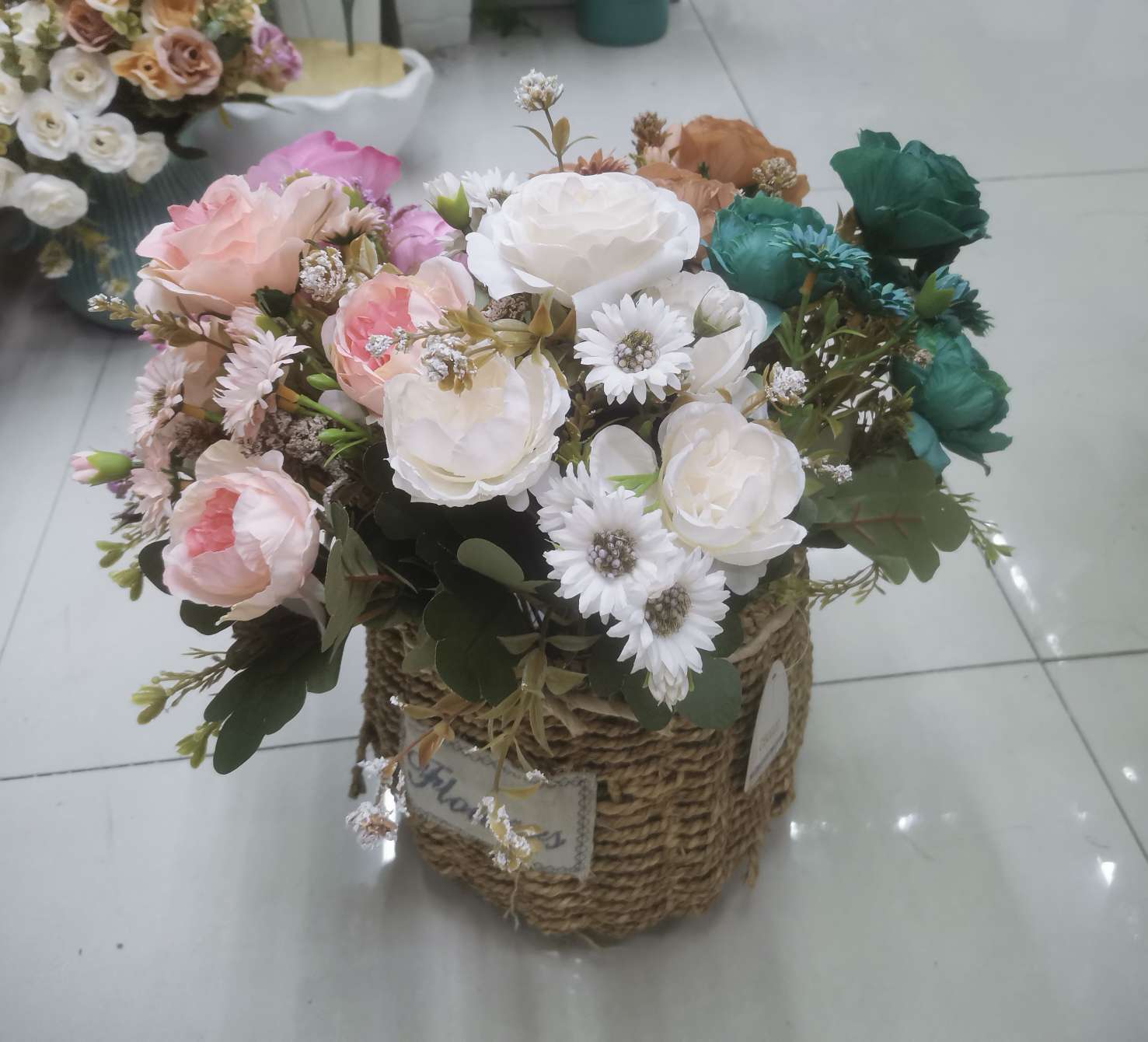 新款仿真欧式组合玫瑰牡丹  人造花假花家居酒店装饰花详情图2