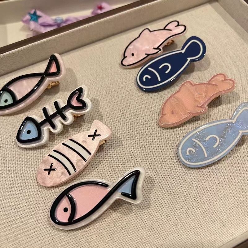 Ocean Series Small Fish Bone Hair Clips, ins Girl bangs Clips, hair clip edge clips, Dopamine Fun Clips details Picture