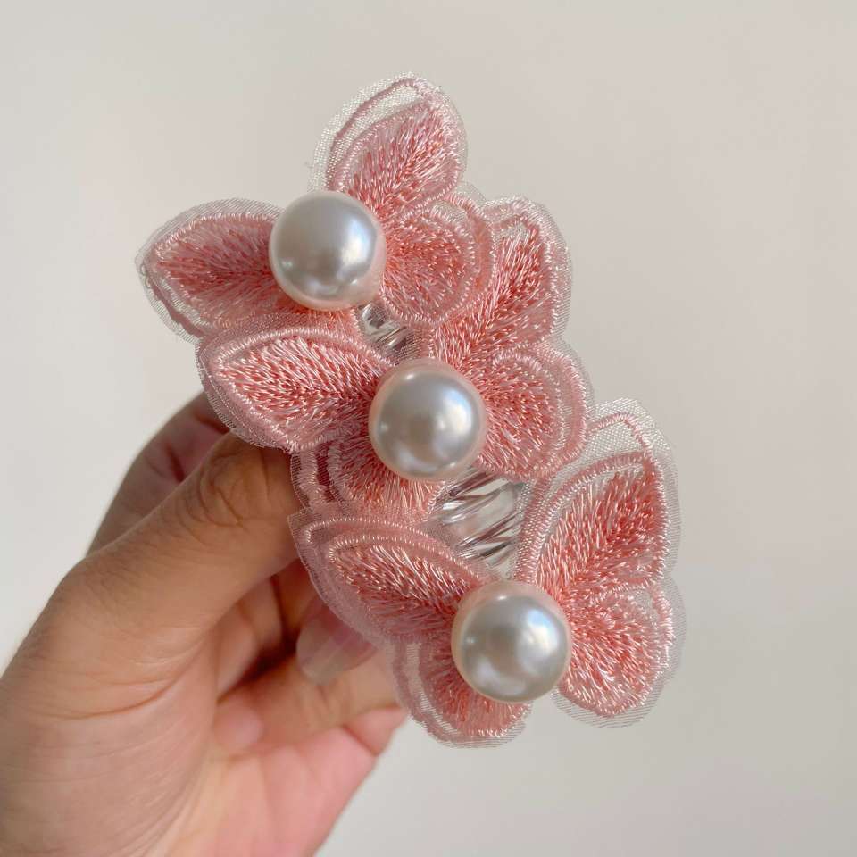 Butterfly Pearl Bubble braid hair tie for Women 2024 New style, high-end French telephone line hair band ponytail hair tie details Picture