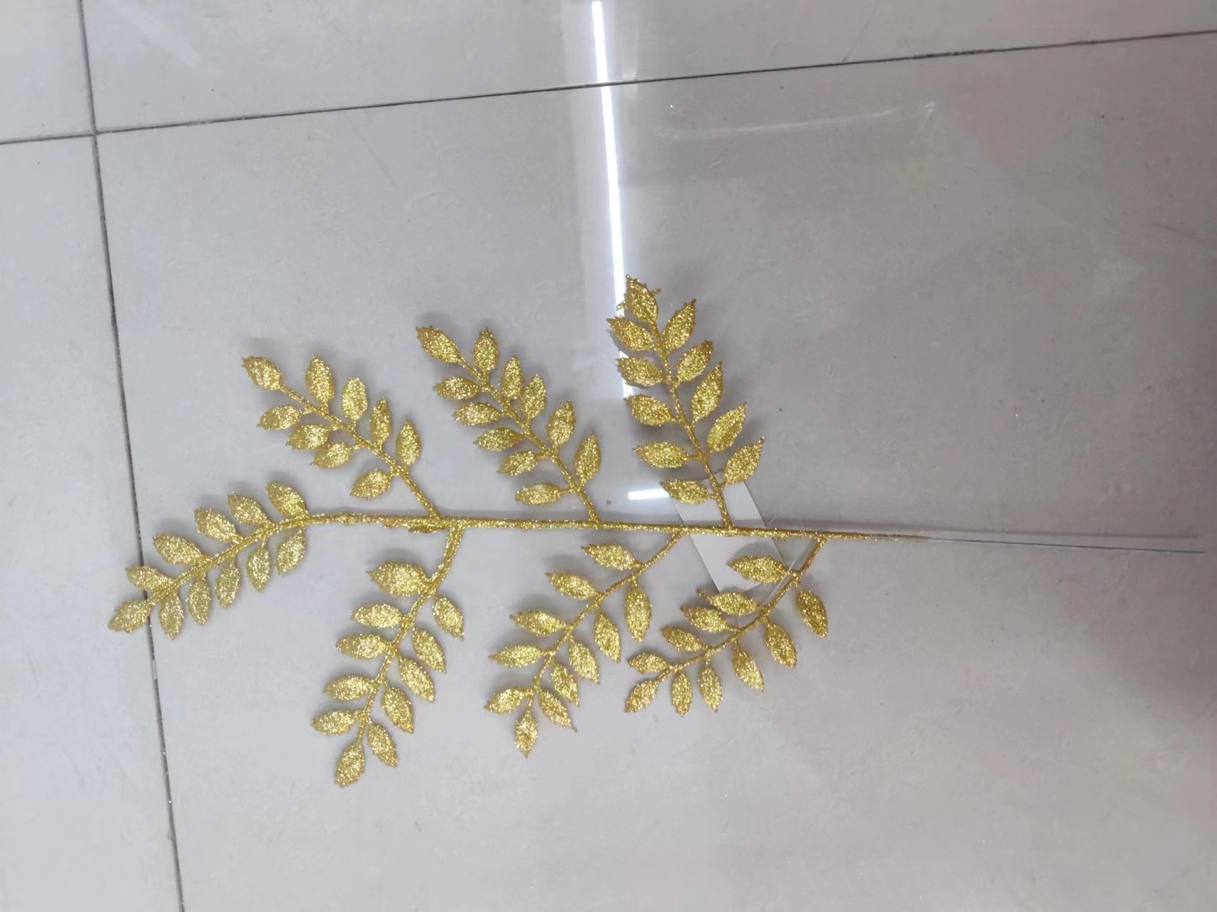 2024畅销圣诞单支摆件圣诞树装扮仿真单支亮晶晶金粉装饰单支仿真花详情4