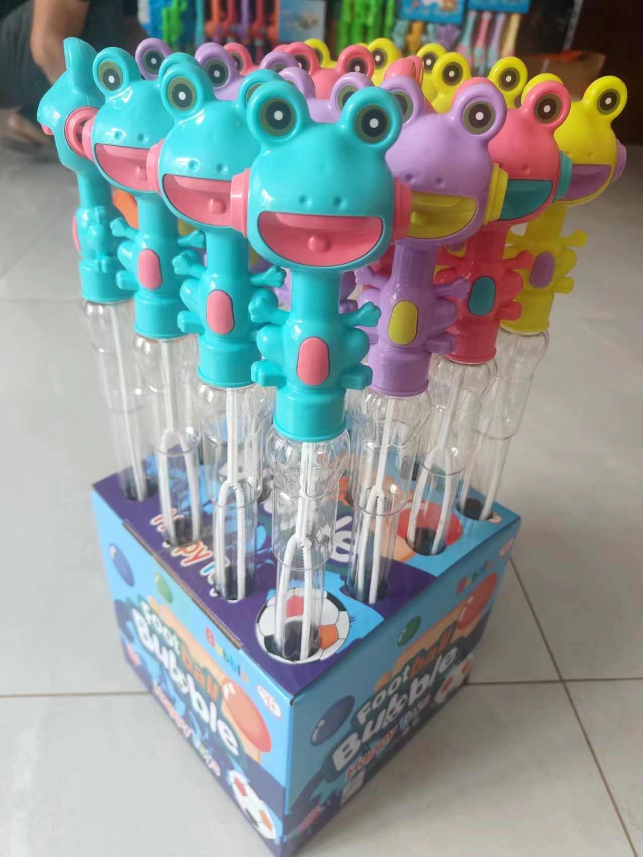 Hot-selling 47cm large cute cartoon whistling frog bubble stick children's toys Creative hot-selling street stall wholesale bubble stick children's summer cartoon children's small toys
