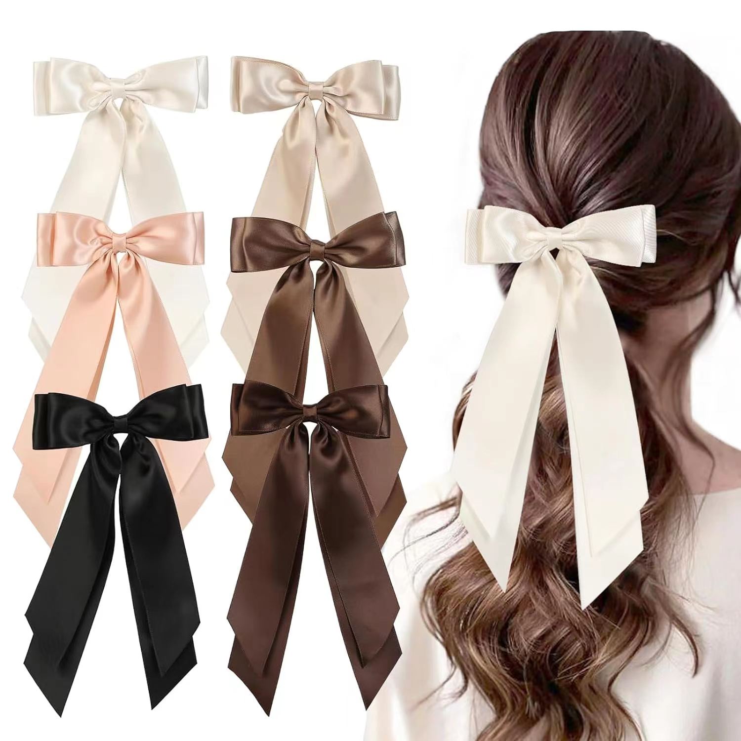 The creative hair clip with a large bow at the back of the head, a beautiful and elegant lady's duckbill clip