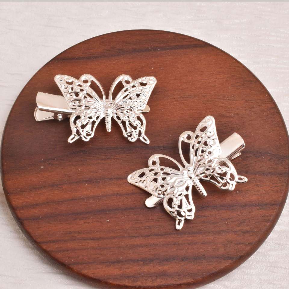 diy iron flower piece duckbill clip, butterfly edge clip accessory, ancient-style hairpin material Specification image
