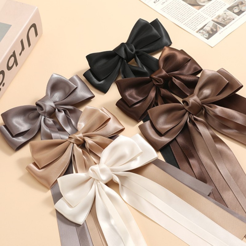 Creative accessories for foreign trade: duckbill clips, hair accessories, and head accessories with an integrated design. Simple and fashionable. 50 pieces of large bow hair clips with ribbons per pack pic 6