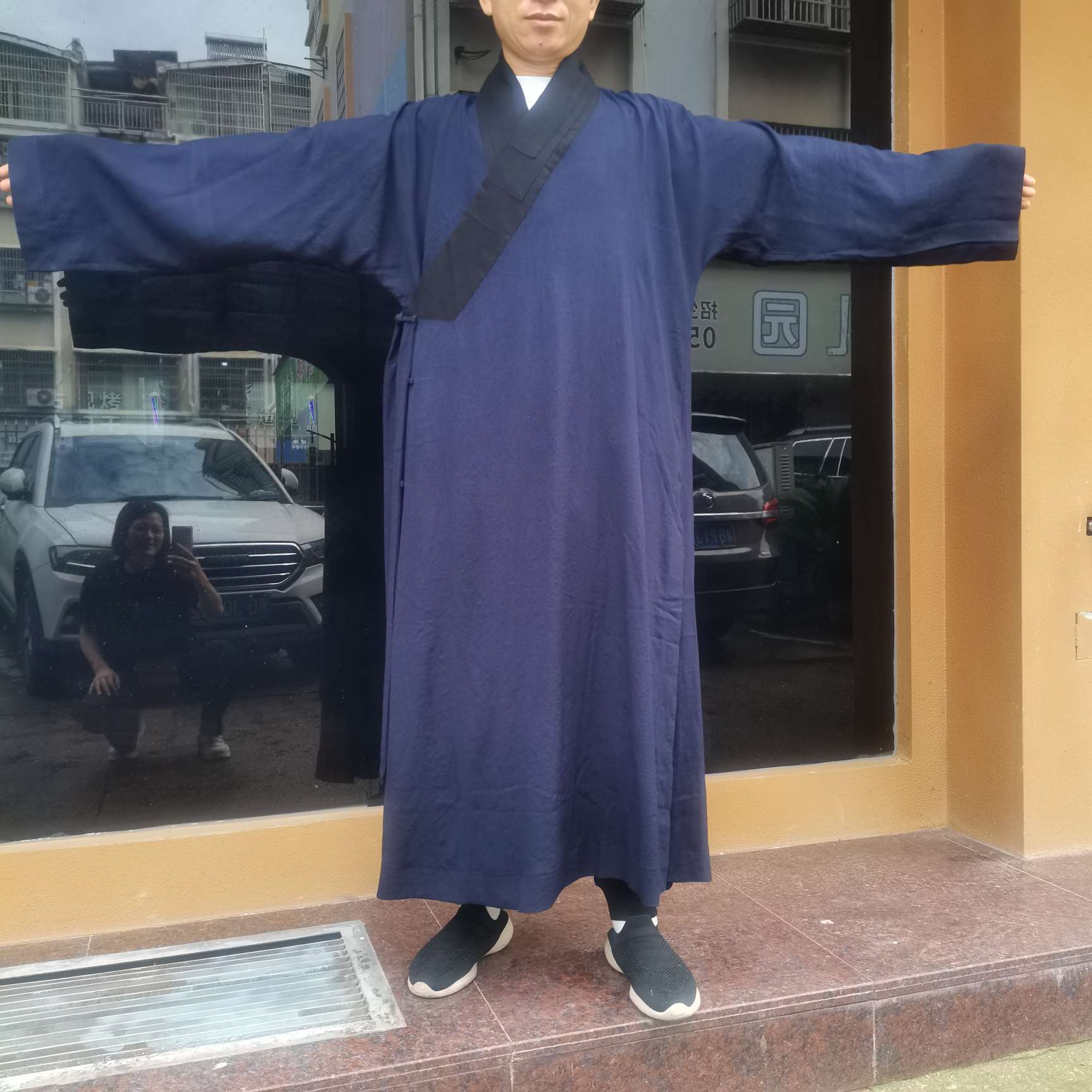 春夏季道士服装男三清领道袍透气棉麻道服长袍道装女透气长褂详情图3