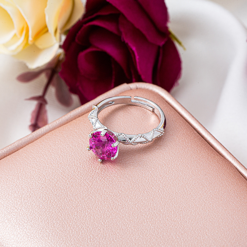 2024 New style Red corundum No. 3, plum red, 5A zircon, white gold, noble ring, silver ring, women's personality Specification image