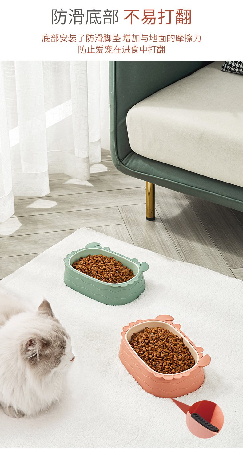 Cartoon crab-shaped pet food bowl, anti-tipping cat food bowl, detachable double-bowl anti-choking dog food utensils, pet supplies pic 7