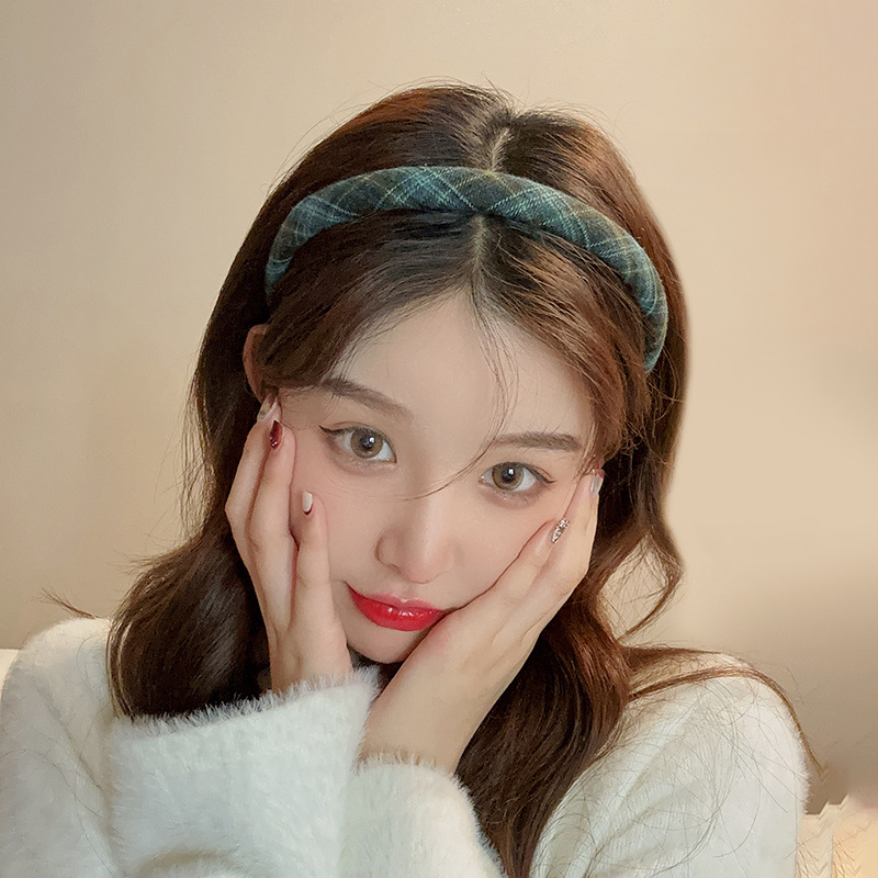 学院风格纹发箍女款头饰百搭复古气质外出发卡布艺压发细头箍发饰