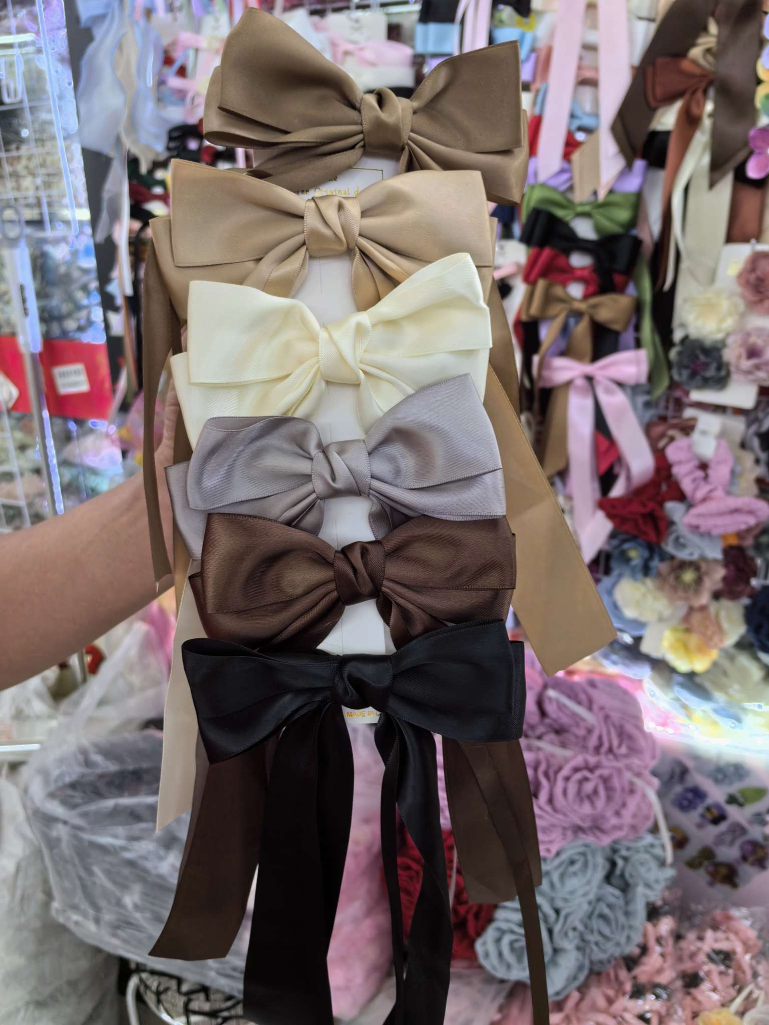 Creative accessories for foreign trade: duckbill clips, hair accessories, and head accessories with an integrated design. Simple and fashionable. 50 pieces of large bow hair clips with ribbons per pack pic 7