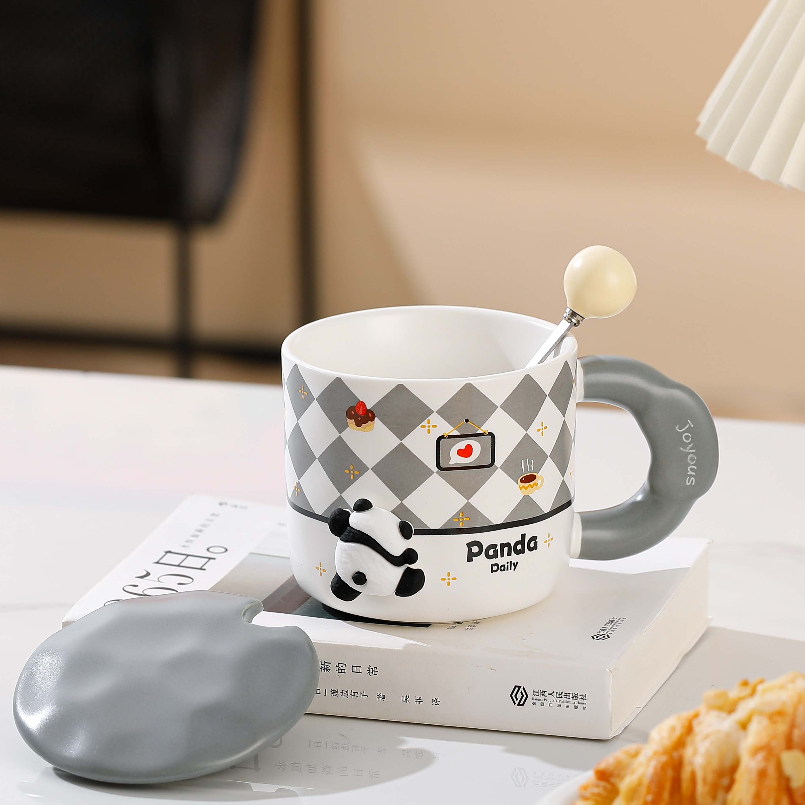 Creative DIY mugs, couple water cups, coffee cups, high appearance level ceramic cups, souvenirs, cute animal cups Specification image