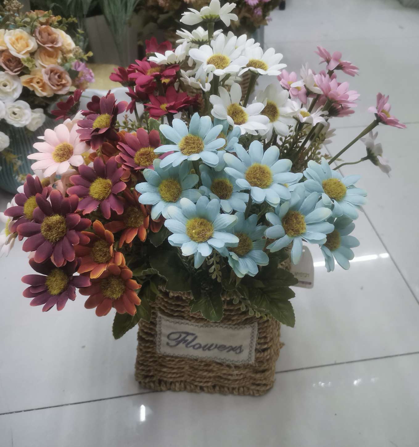 新款欧式6叉双色菊花  人造花家居装饰花假花仿真绿植义乌