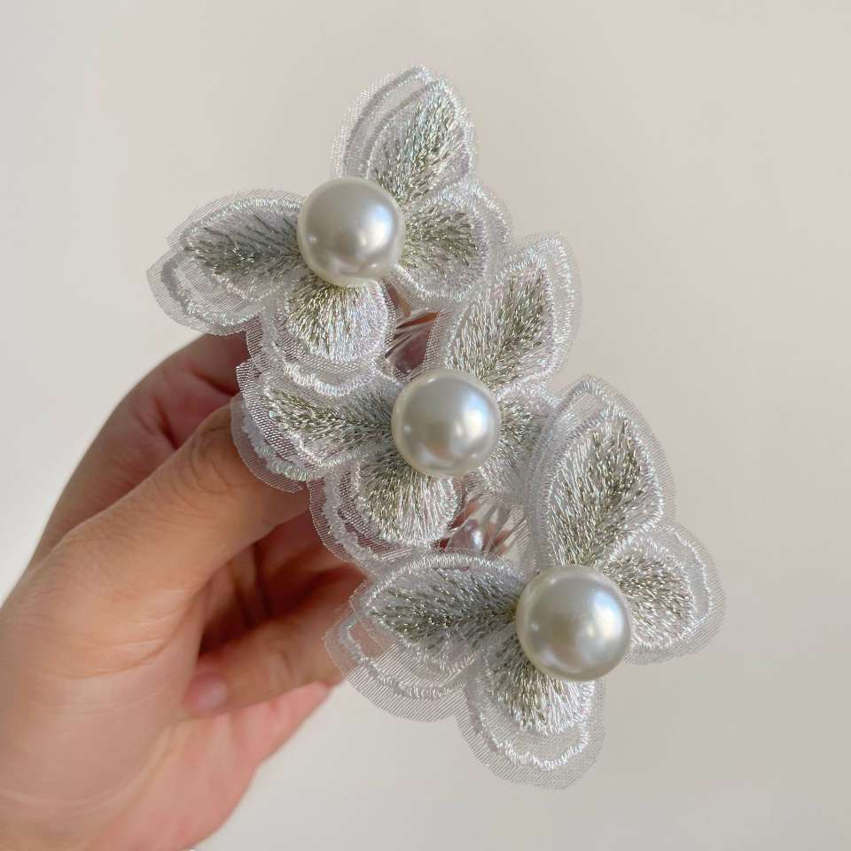 Butterfly Pearl Bubble braid hair tie for Women 2024 New style, high-end French telephone line hair band ponytail hair tie