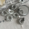 New transparent pearl telephone line hair tie band, silver-gray round bead hair band, ponytail hair tie, seamless rubber band details Picture