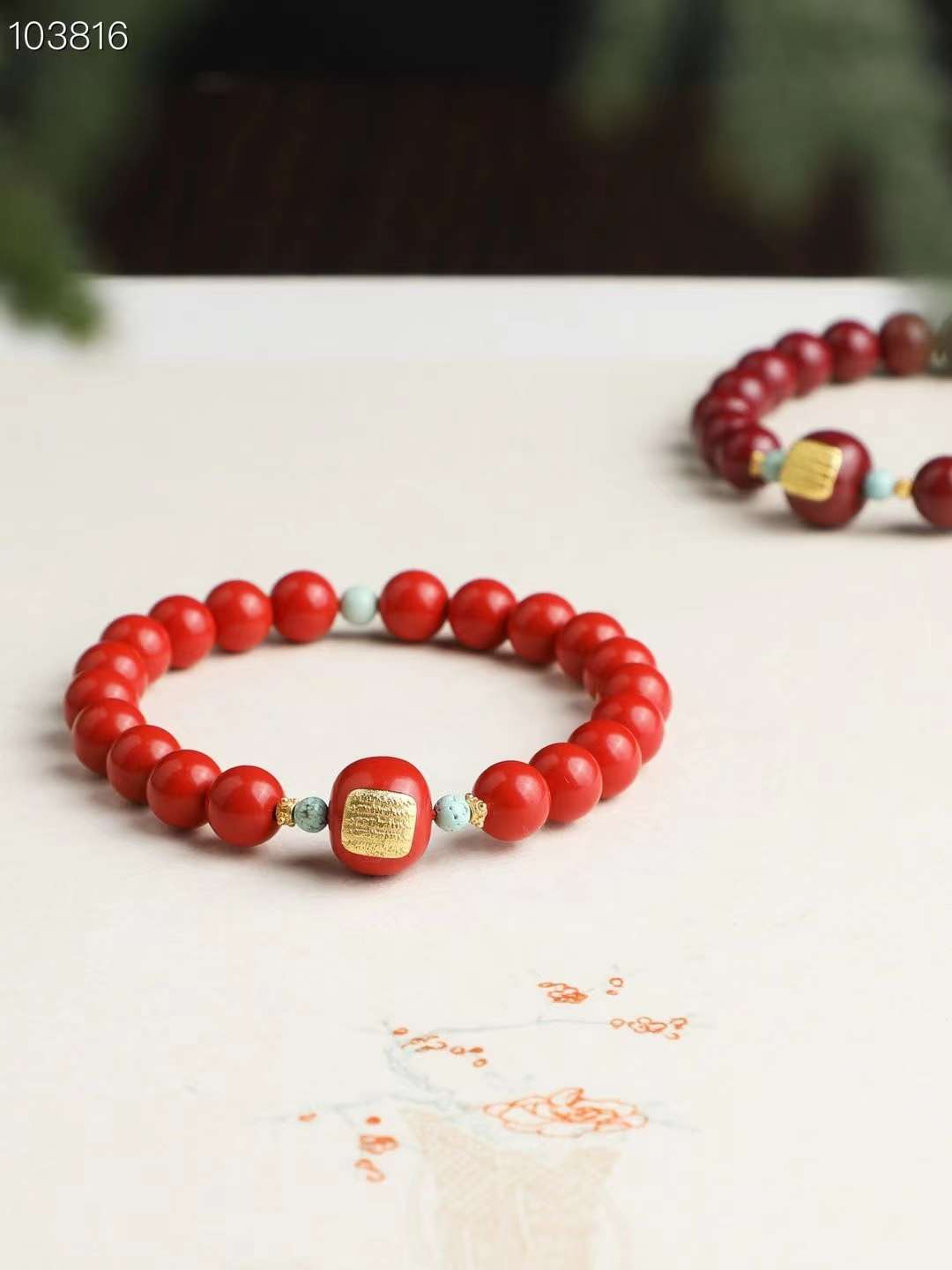 星月菩提合香珠手串 佛珠念珠工艺品 佛教礼品宗教用品 手工精制佛珠手链朱砂掐银 五条经手串 
搭配绿松老型掐银规格8MM详情图6