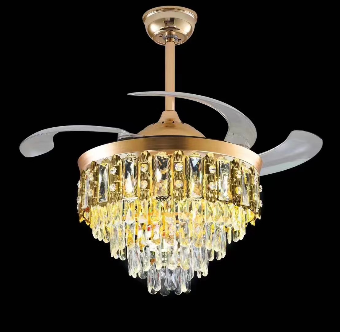 餐厅卧室灯风扇叶灯具变频电扇灯简约轻奢水晶吊灯吊扇灯风扇灯隐形详情6