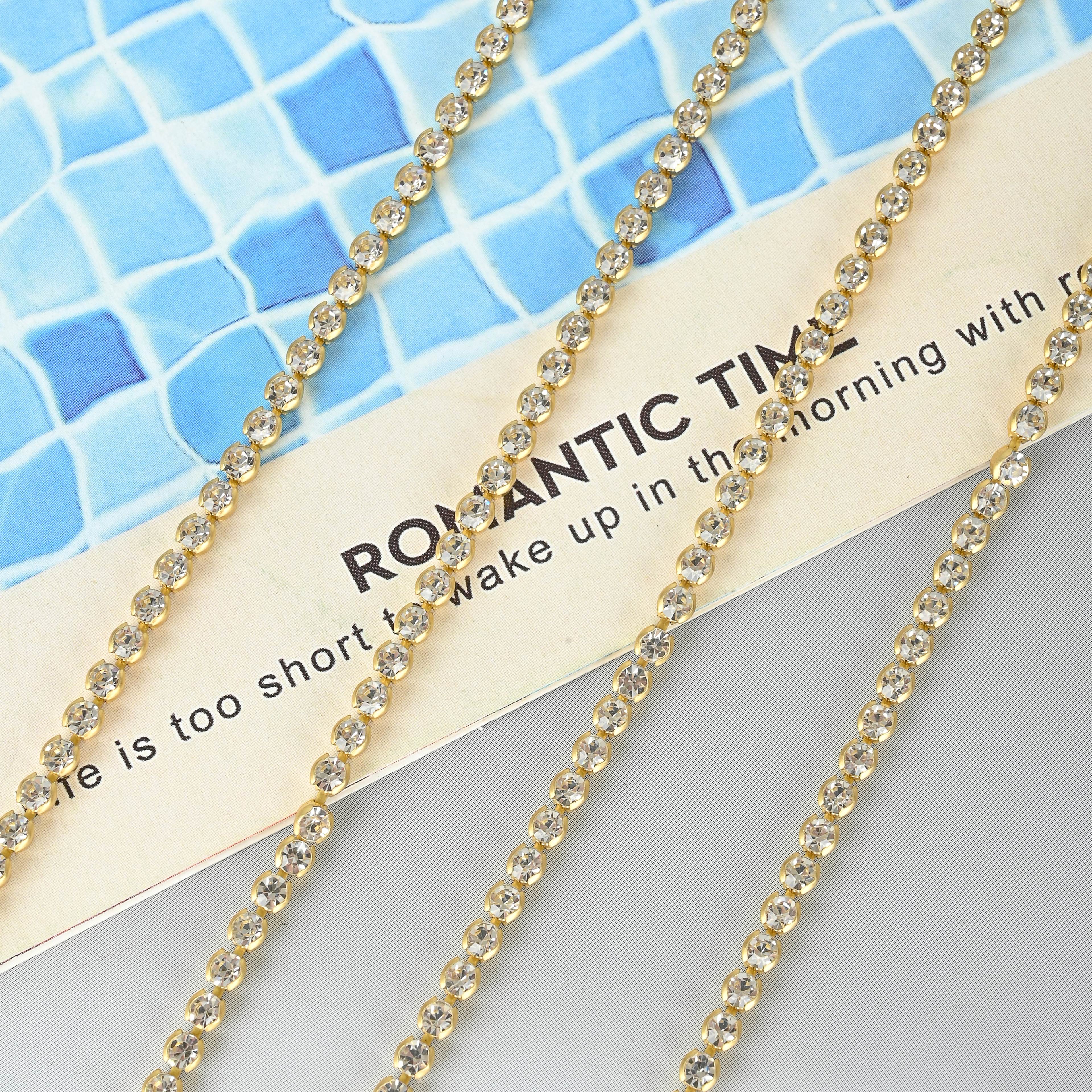 Copper material dense diamond claw chain gold chain DIY necklace bracelet for export, personalized and fashionable flash diamond chain 12#M