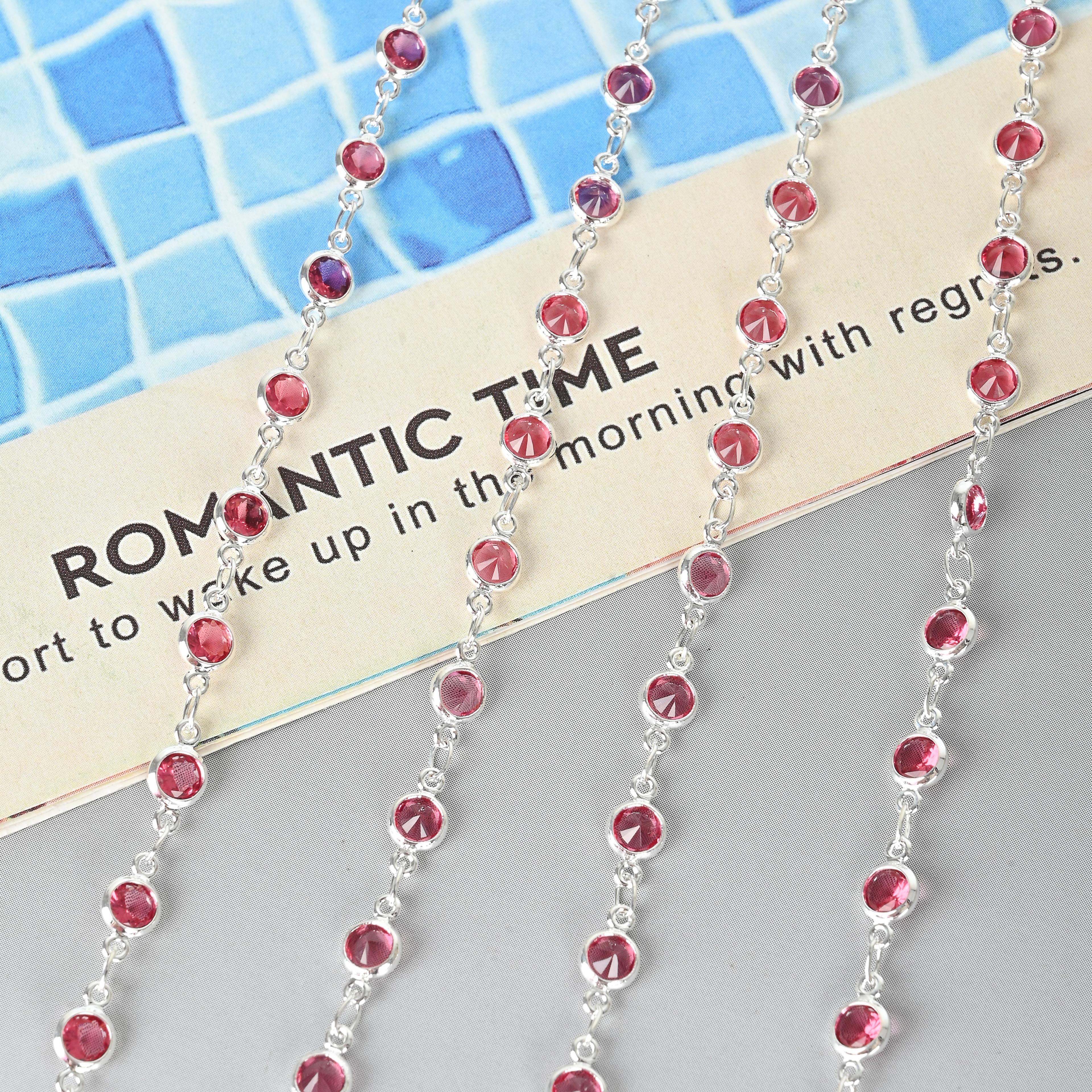 diy chain-edged glass colored high-temperature color-preserving Hanfu clothing, ancient-style headwear with chain bracelet HGCT-037