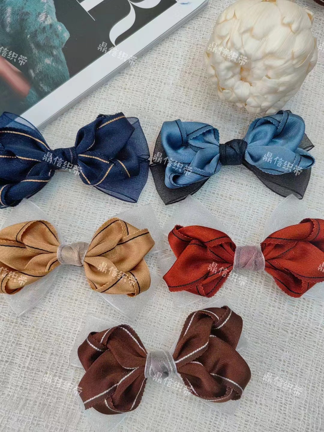 Dingxin Korean webbing Handmade DIY two-color ear straps, box clothing, hair clips, bows, simple and high-end hair accessory materials, new INS style Application Scenario
