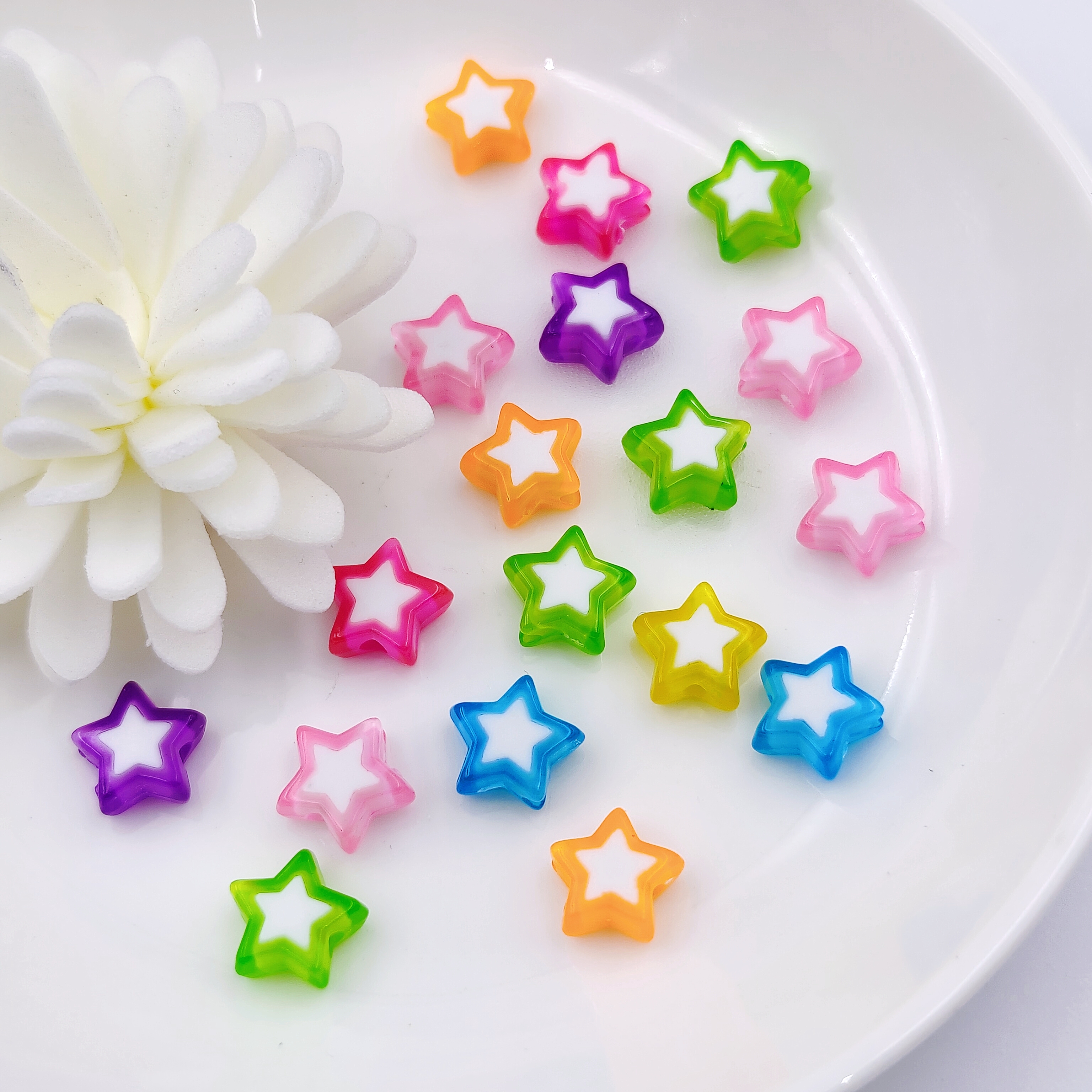 亚克力内白外彩五角星diy饰品配件diy饰品配件