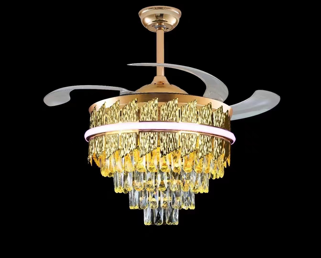 餐厅卧室灯风扇叶灯具变频电扇灯简约轻奢水晶吊灯吊扇灯风扇灯隐形详情7