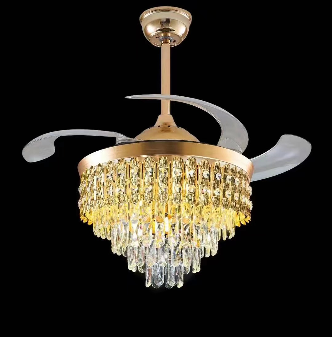 餐厅卧室灯风扇叶灯具变频电扇灯简约轻奢水晶吊灯吊扇灯风扇灯隐形详情4