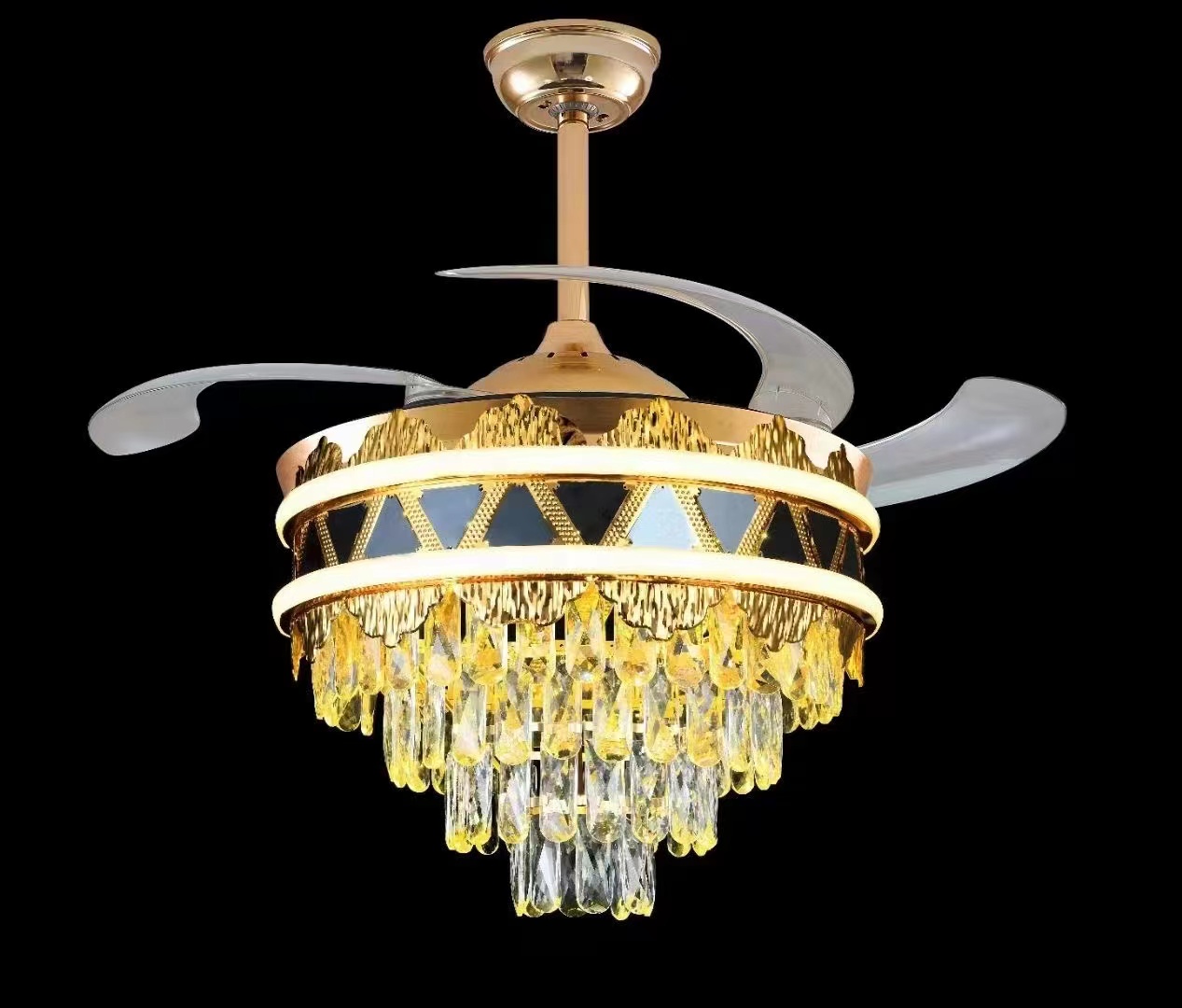 餐厅卧室灯风扇叶灯具变频电扇灯简约轻奢水晶吊灯吊扇灯风扇灯隐形详情8