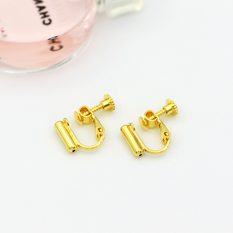 挂镀18K真金包金保色耳夹转换器 无需剪耳针螺丝无痛u形耳夹详情2