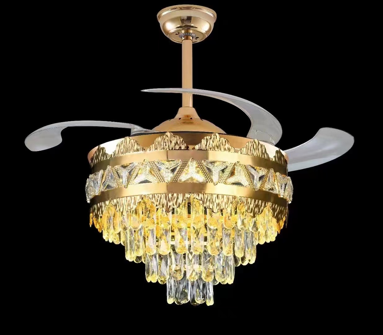 餐厅卧室灯风扇叶灯具变频电扇灯简约轻奢水晶吊灯吊扇灯风扇灯隐形详情9