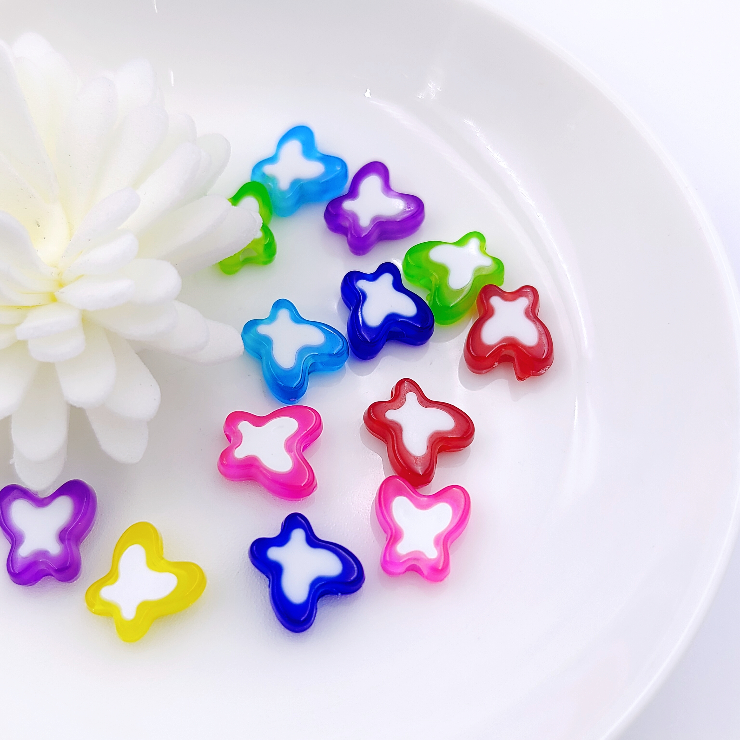 亚克力内白外彩蝴蝶diy饰品配件diy饰品配件