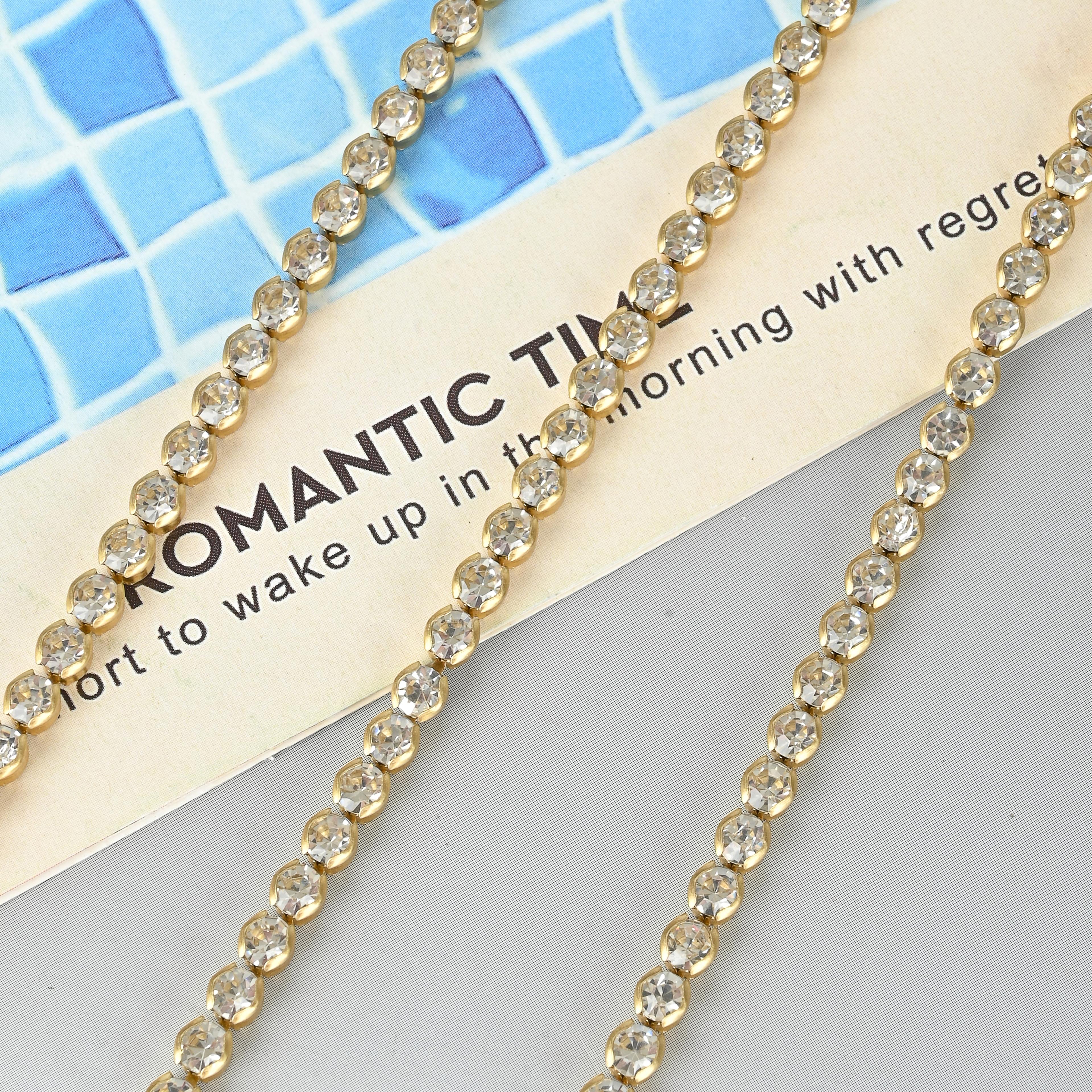 Copper 3mm dense diamond claw chain gold chain DIY necklace bracelet for export, personalized and fashionable flash diamond chain 16#M