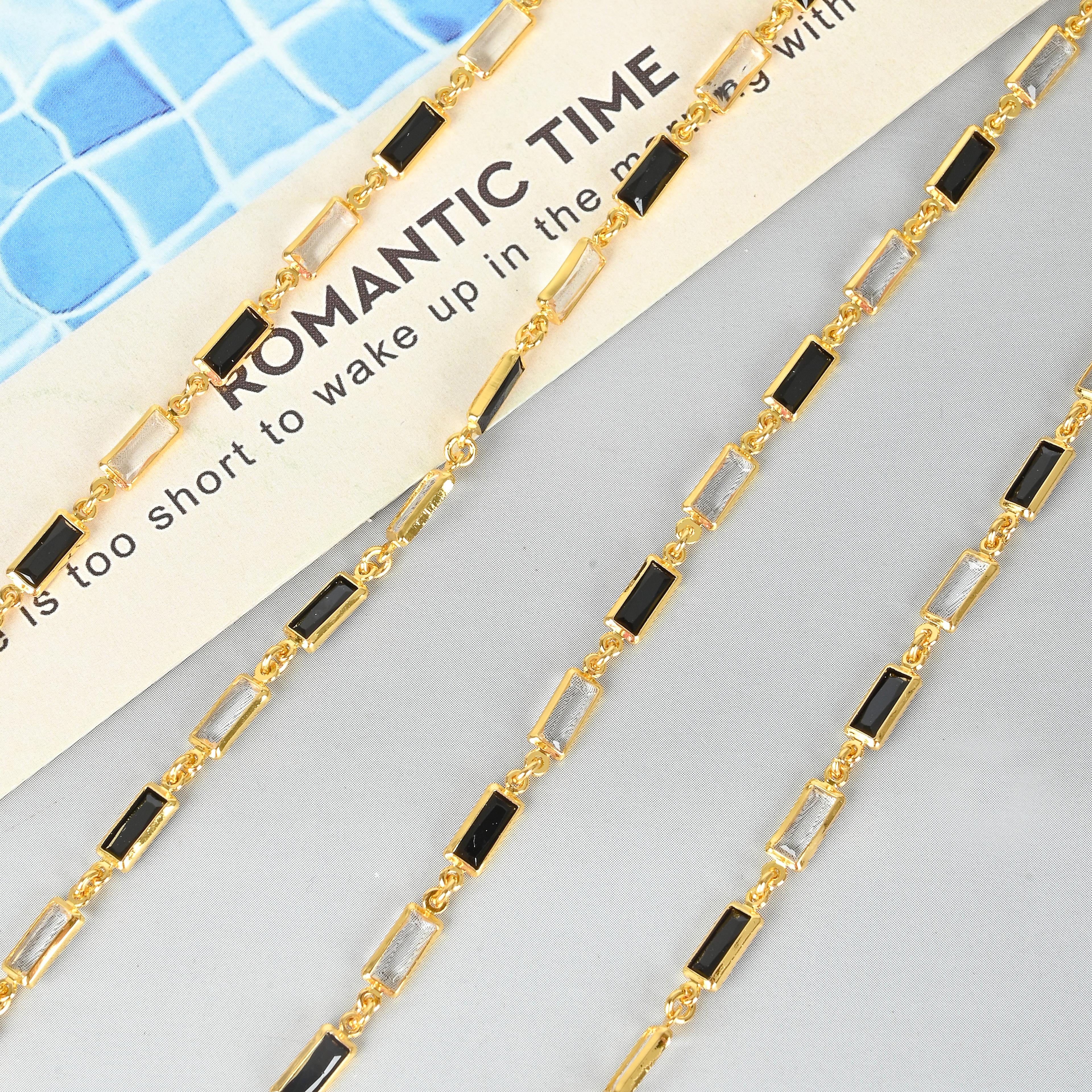 Black rhinestone spliced necklace accessory, non-fading bracelet, personalized retro style jewelry accessory 017