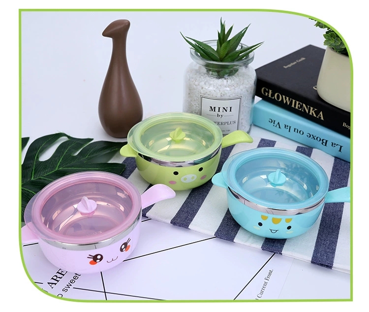L85-M-341 Creative 304 stainless steel children's tableware, baby complementary food bowl, cartoon cute baby eating rice bowl detail image 5