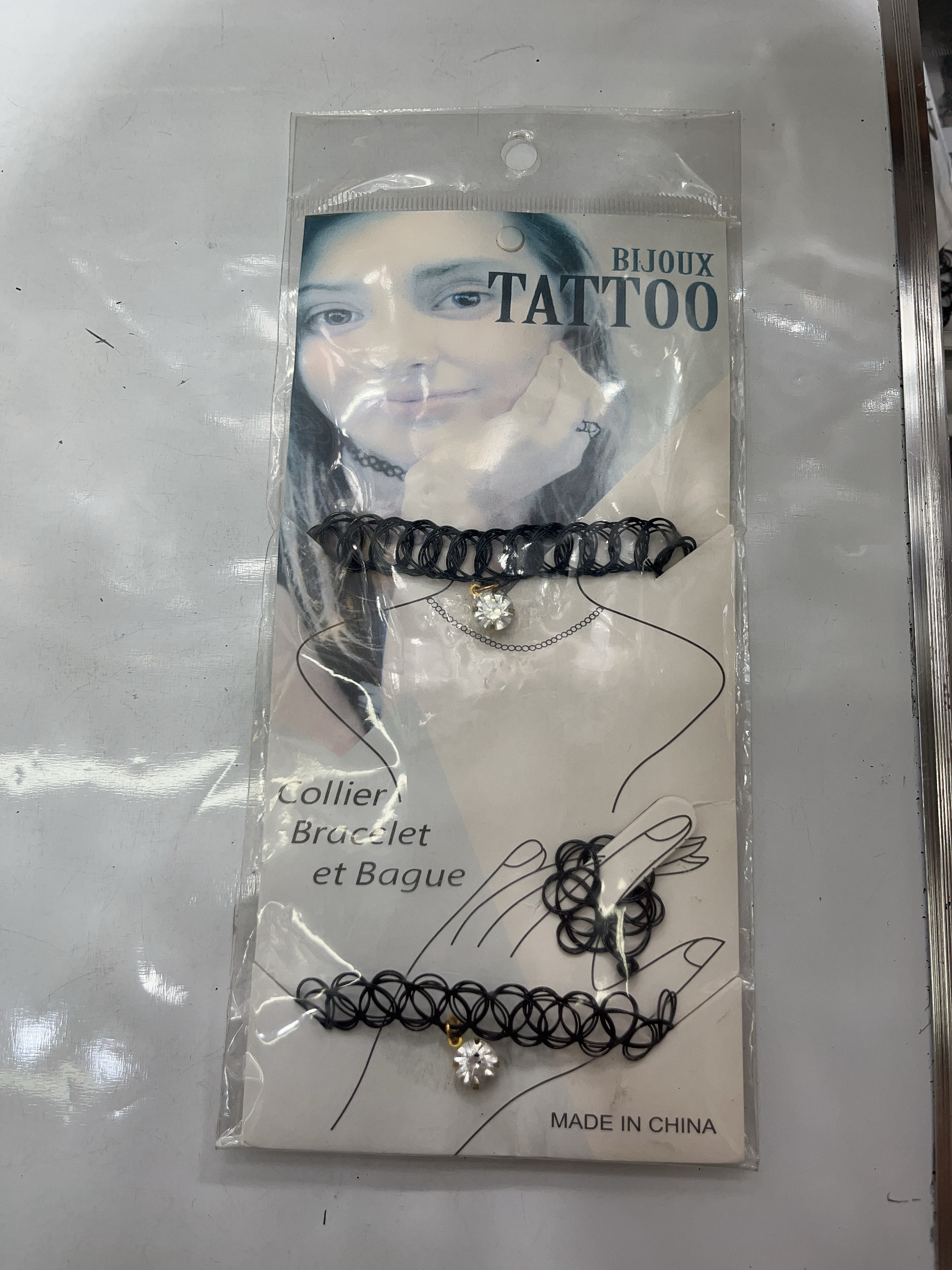 亚马逊流行夏季日本原宿弹性鱼线纹身项链手链套装饰品女首饰