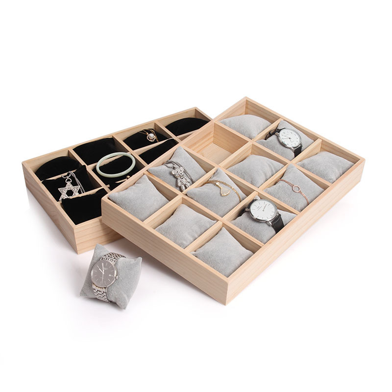 Solid wood twelve-position pillow bracelet display, watch storage, accessory tray Specification image