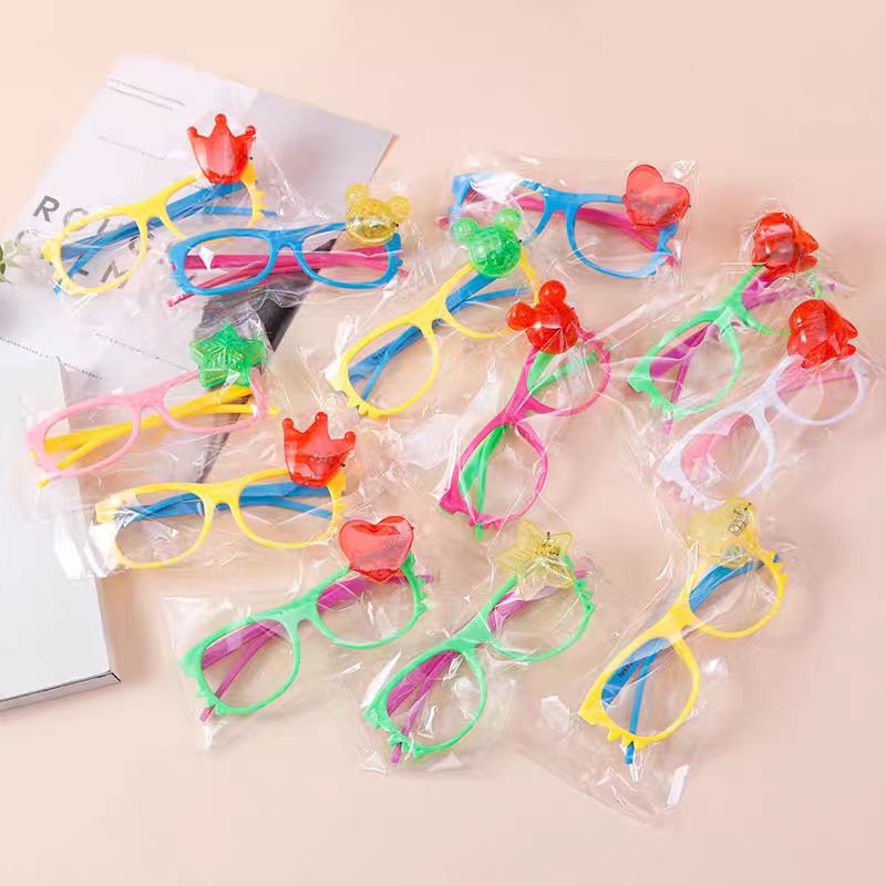 Cartoon illuminated kt cat bow frameless glasses for Children's Day decoration flash glasses are selling well at street stalls Specification image