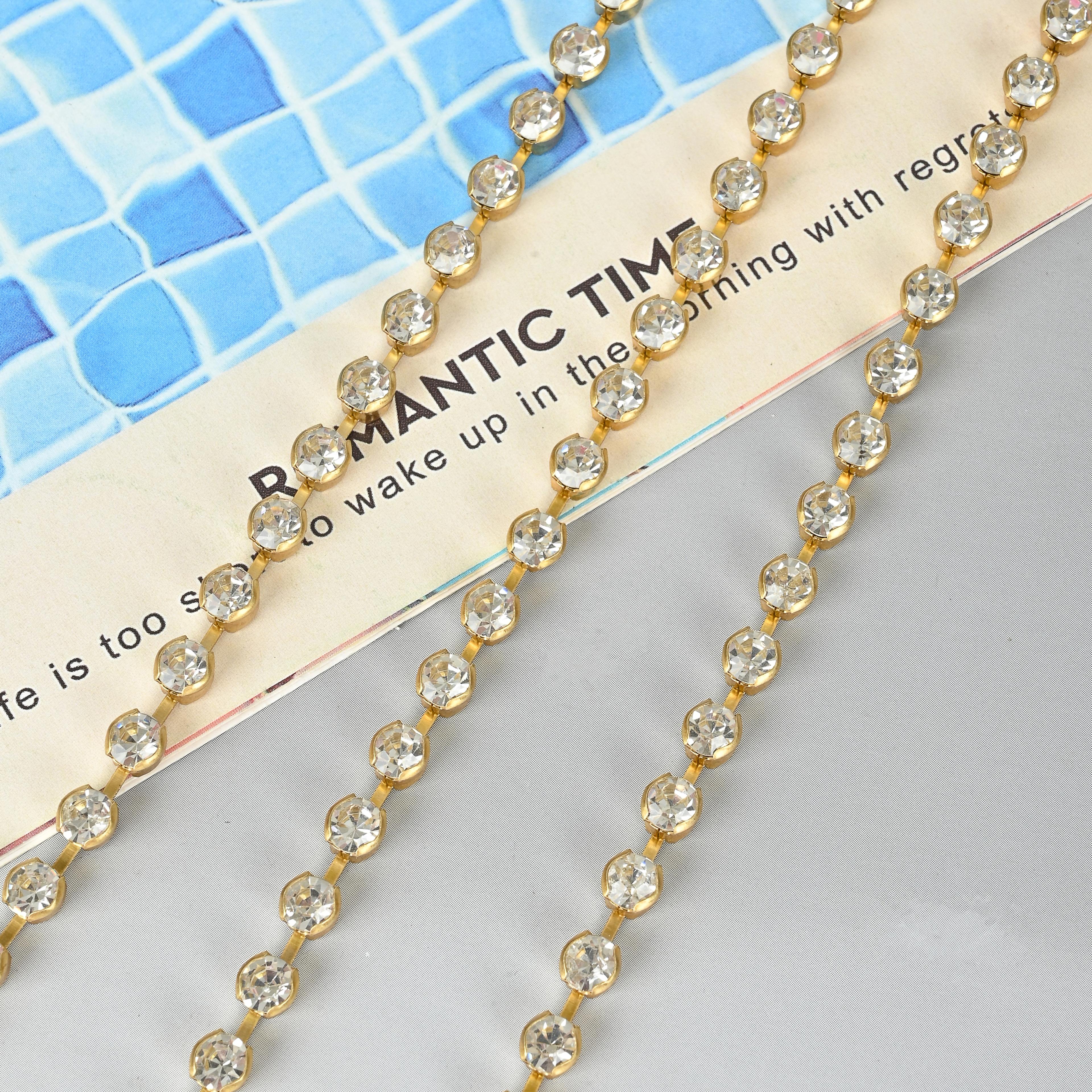Copper material dense diamond claw chain, gold chain DIY necklace bracelet, export personalized and fashionable sparkling diamond chain 22#R