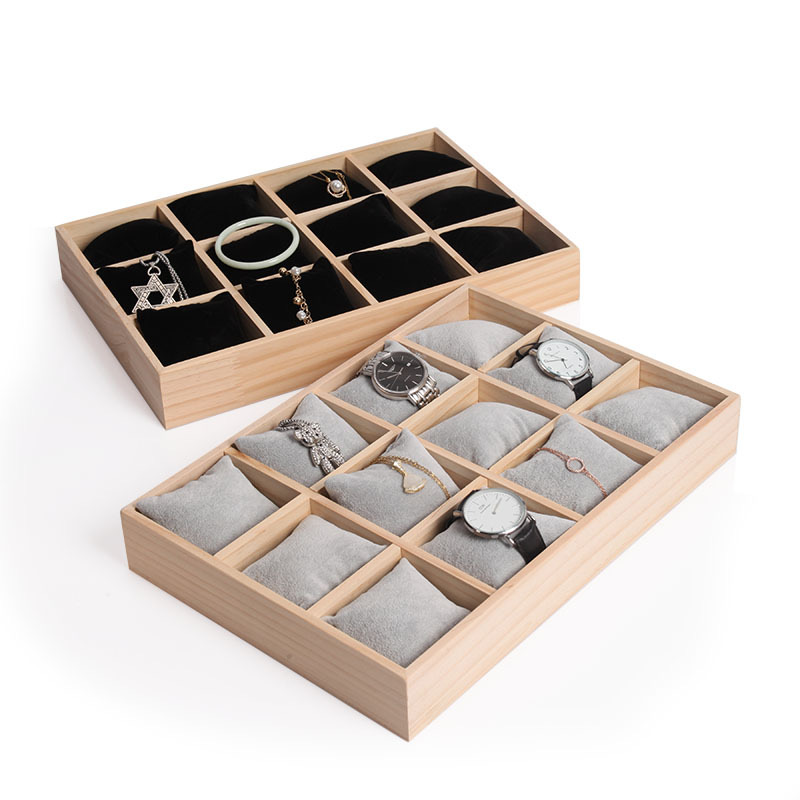 Solid wood twelve-position pillow bracelet display, watch storage, accessory tray details Picture