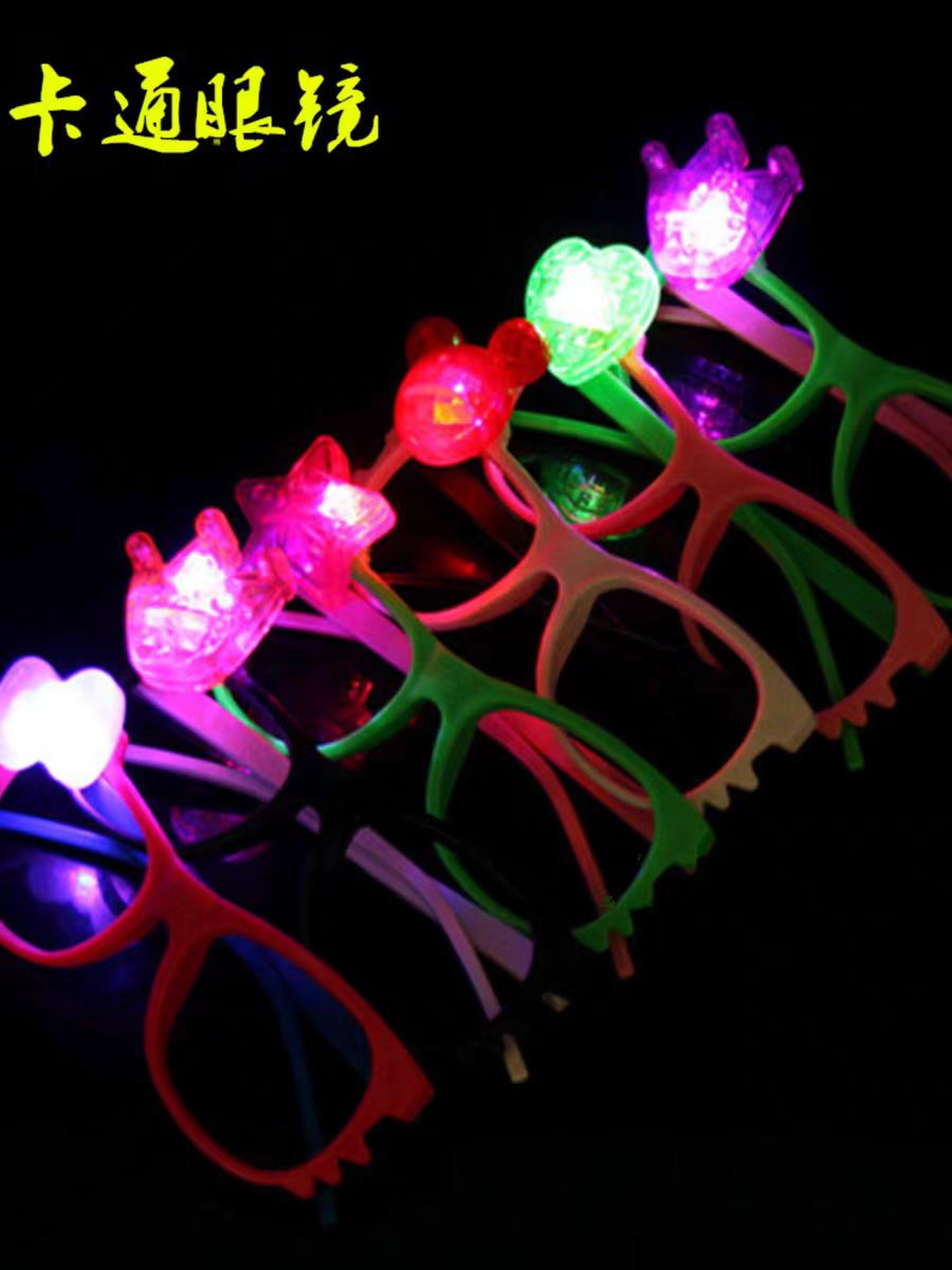 Cartoon illuminated kt cat bow frameless glasses for Children's Day decoration flash glasses are selling well at street stalls Application Scenario