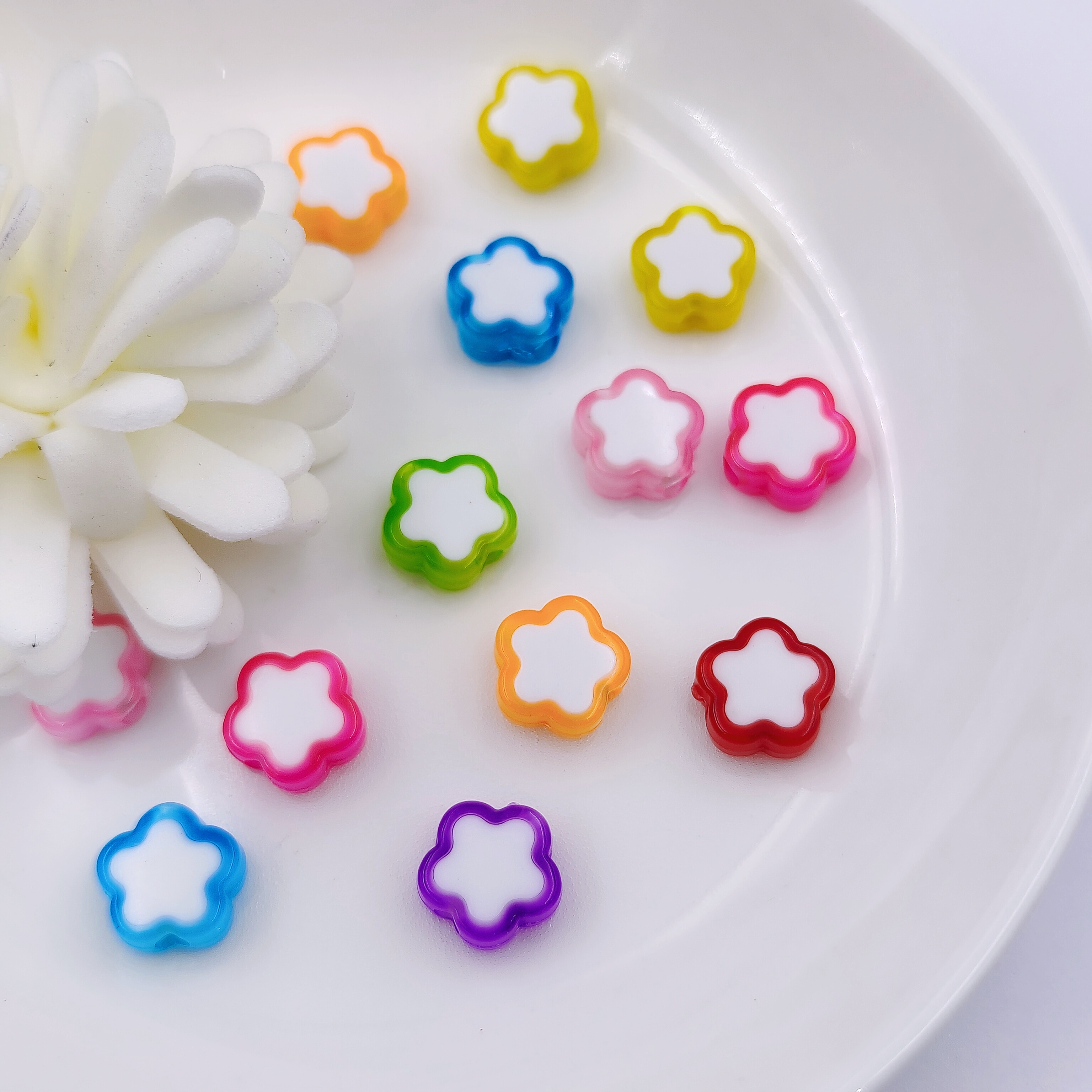 亚克力内白外彩梅花diy饰品配件diy饰品配件