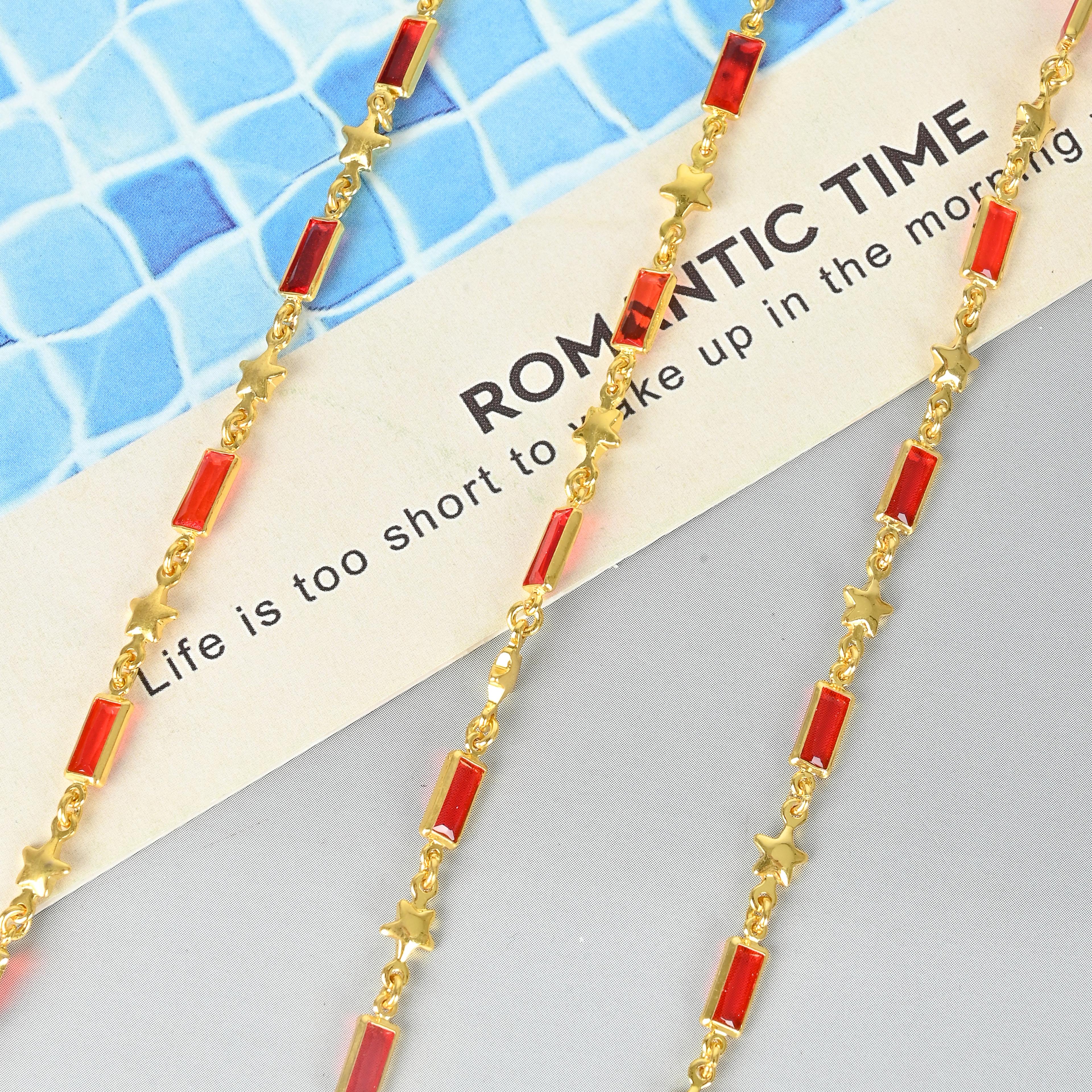 Red rhinestone spliced necklace accessory, non-fading bracelet, personalized retro style jewelry accessory 016