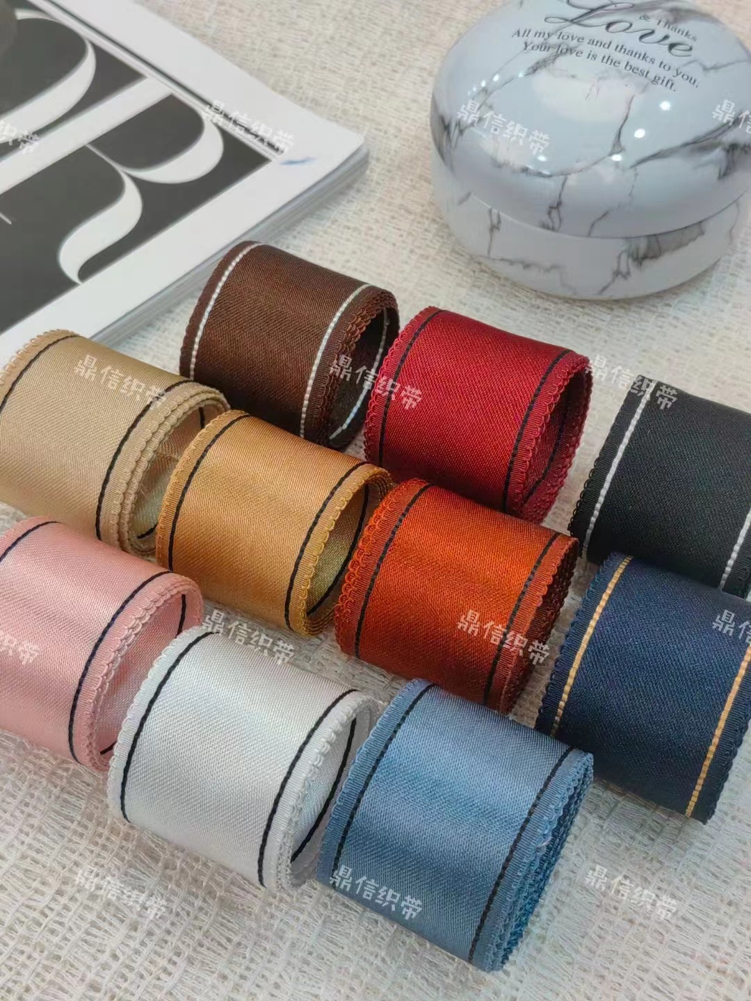 Dingxin Korean webbing Handmade DIY two-color ear straps, box clothing, hair clips, bows, simple and high-end hair accessory materials, new INS style Item Picture