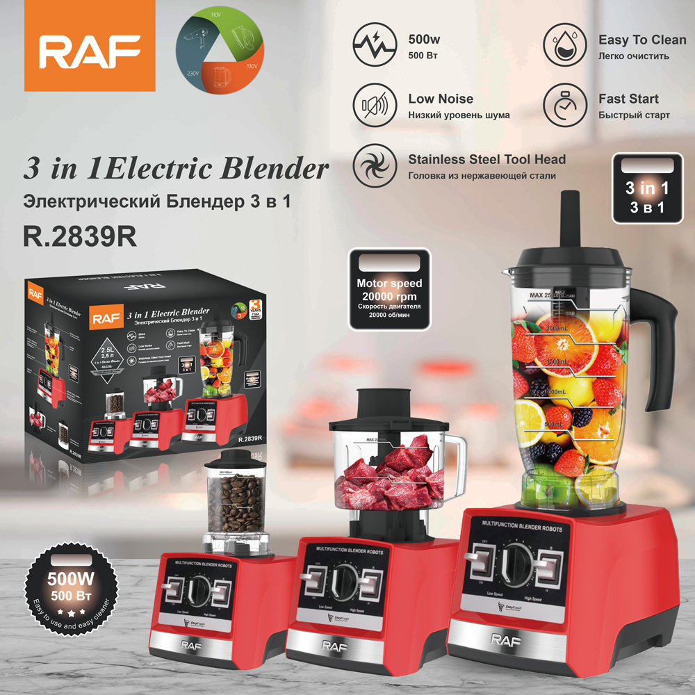 RAF European-standard cross-border multi-functional three-in-one juicer, household food processor, meat grinder, grinder and flour mill details Picture