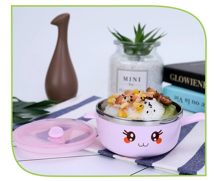 L85-M-341 Creative 304 stainless steel children's tableware, baby complementary food bowl, cartoon cute baby eating rice bowl Item Picture