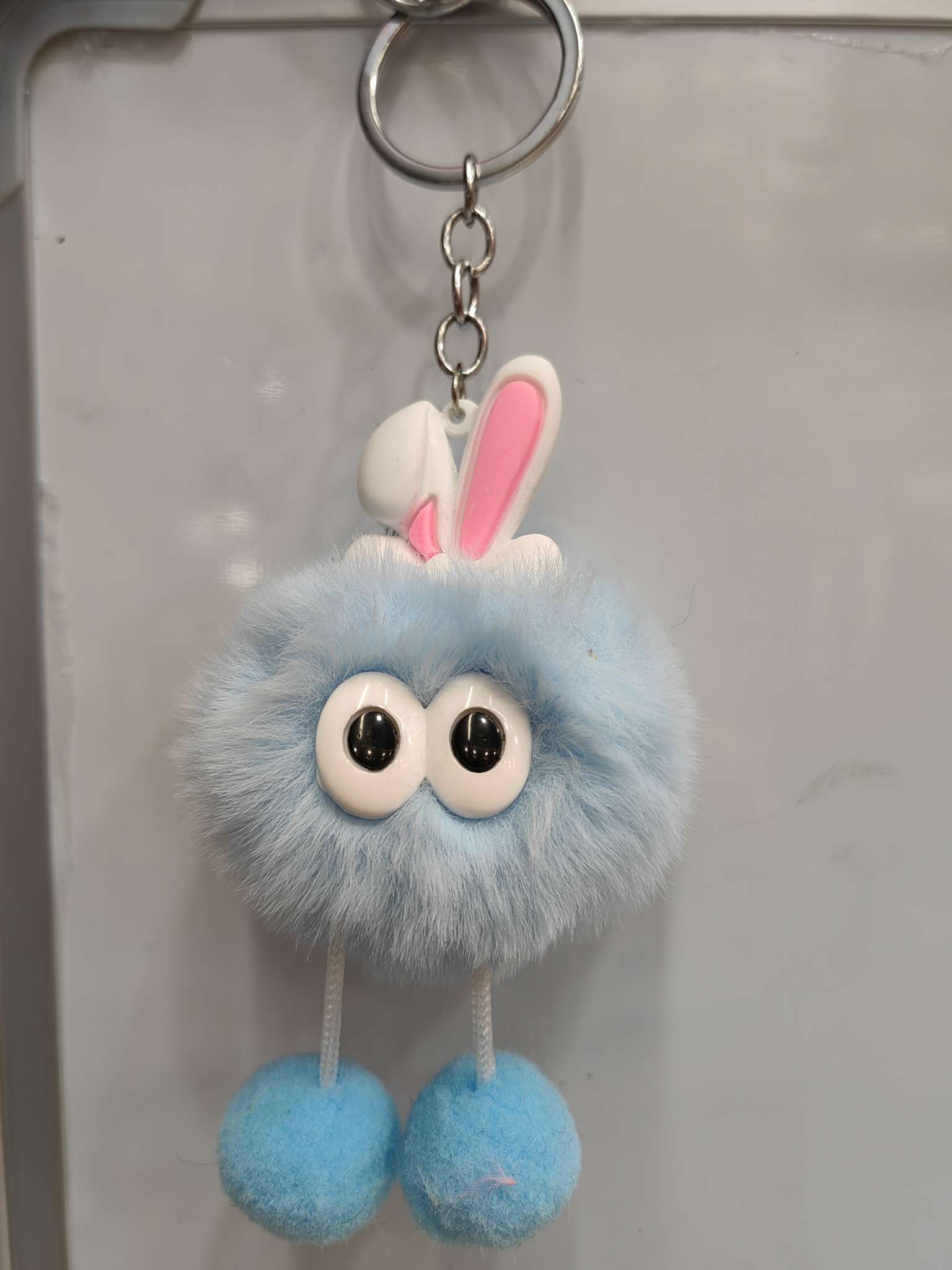 3711 Qilisa Accessories, 5cm Hairball Rabbit Ears Keychain [6 colors mixed in 12 pieces per package] details Picture