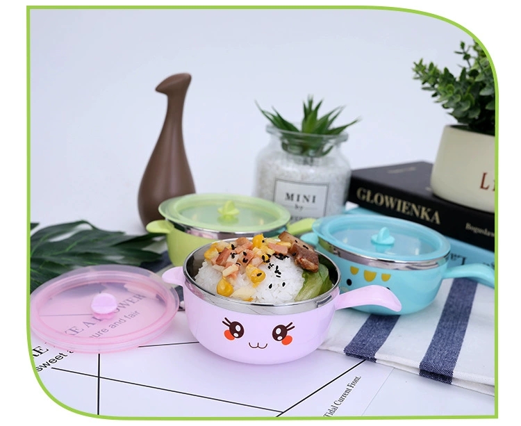 L85-M-341 Creative 304 stainless steel children's tableware, baby complementary food bowl, cartoon cute baby eating rice bowl detail image 9